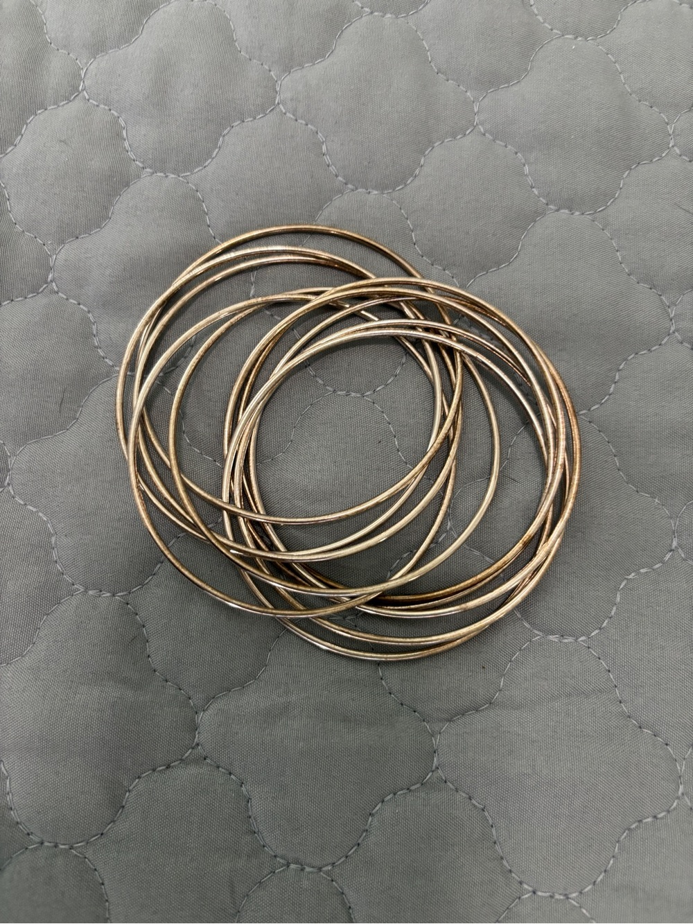 Silver Tone Stackable Bangle Bracelet Set -inside diameter 2.5” needs polishing